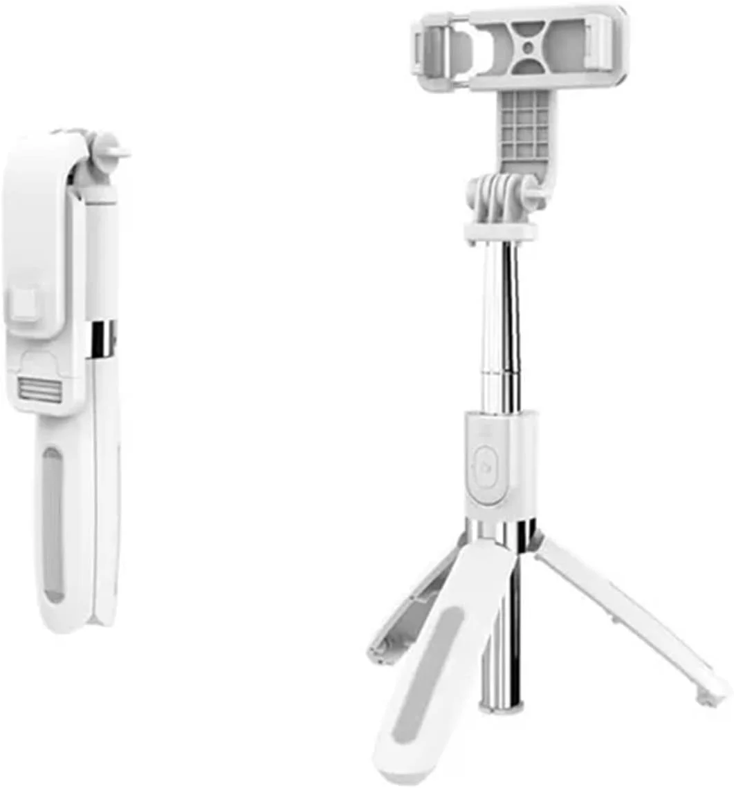 پایه نگهدارنده گوشی موبایل ZURBAA، سه پایه بلوتوثی بی‌سیم، میله سلفی (رنگ: سفید بدون لرزشگیر)
