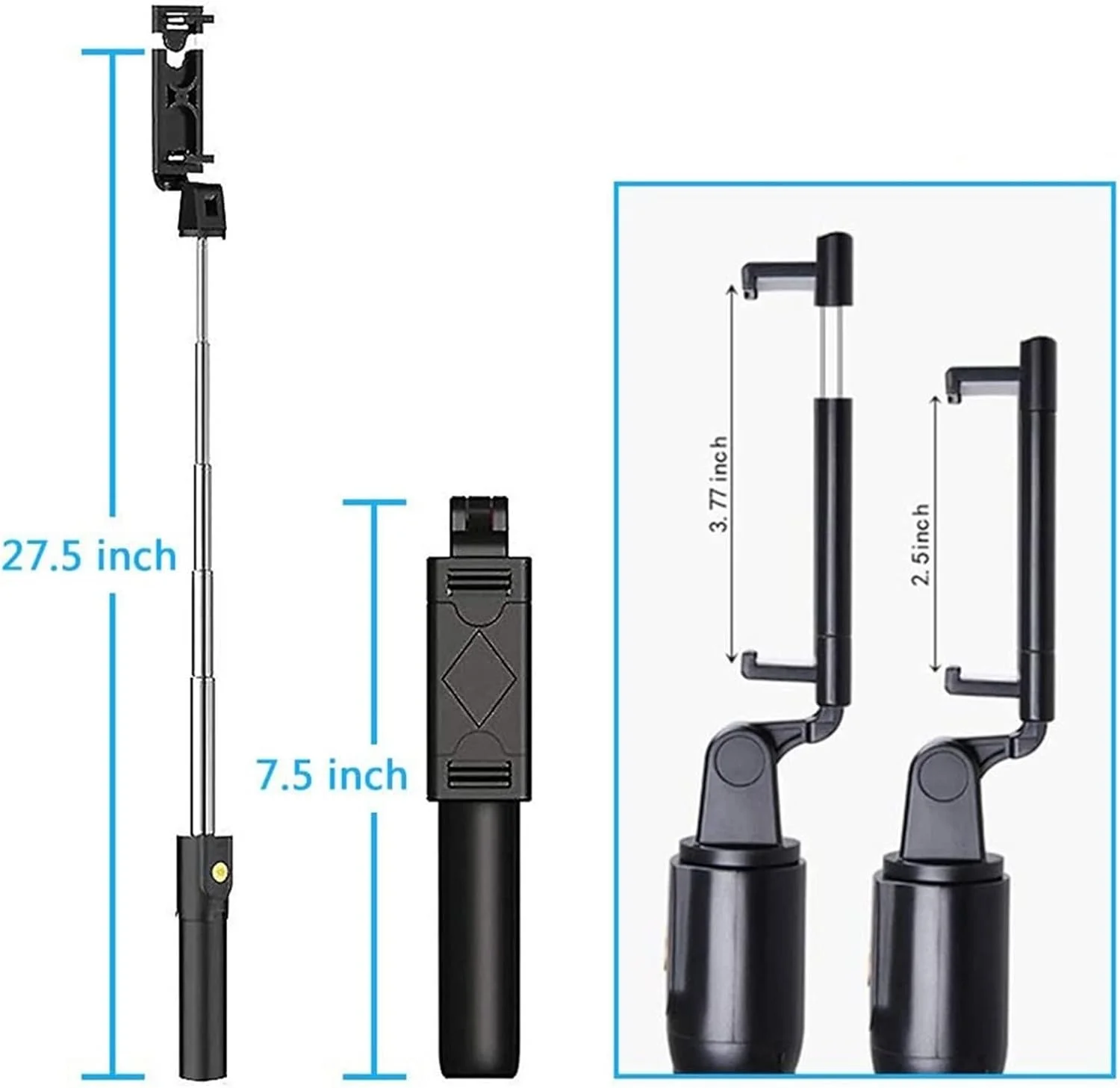 پایه نگهدارنده سه پایه ZURBAA قابل افزایش طول با ریموت بلوتوثی تک پایه (اندازه: بلوتوث استیک، رنگ: سفید)