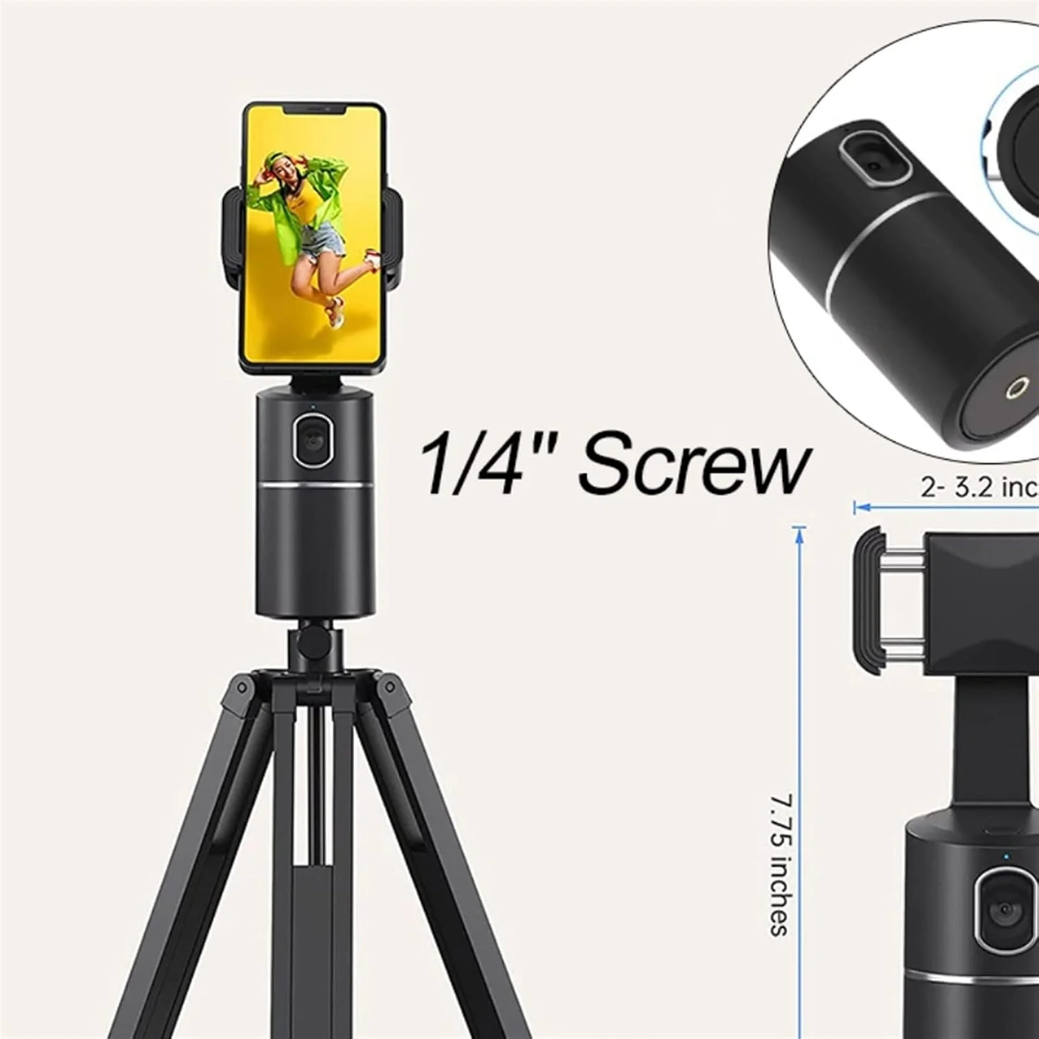 پایه نگهدارنده گوشی با قابلیت ردیابی خودکار چهره، مناسب برای پخش زنده ویدیو، استیک سلفی، چرخش 360 درجه و تثبیت کننده (رنگ: سفید) پایه نگهدارنده گوشی با قابلیت ردیابی خودکار چهره، مناسب برای پخش زنده ویدیو، استیک سلفی، چرخش 360 درجه و تثبیت کننده (رنگ: سفید)