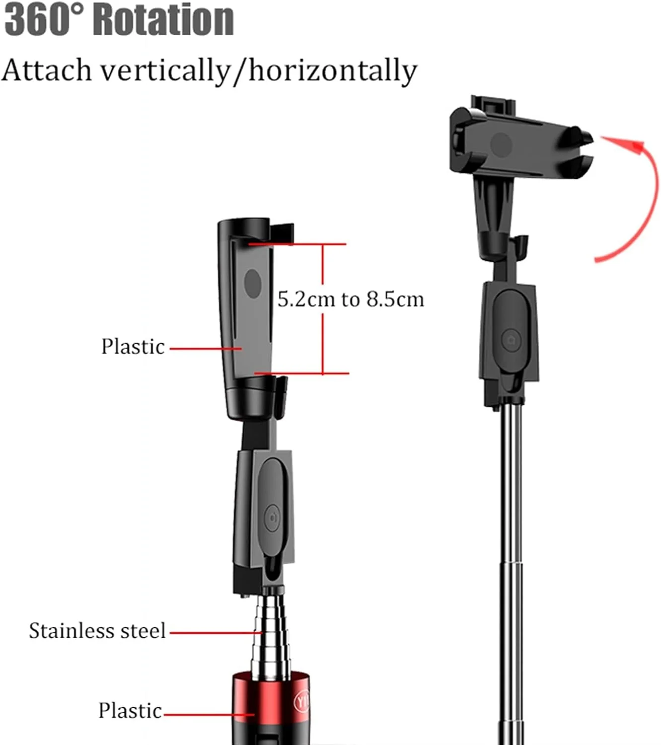 مونوپاد سه پایه بلوتوثی، مینی و قابل حمل، همه کاره، قابلیت عکس برداری افقی و عمودی (رنگ: سفید Y9) مونوپاد سه پایه بلوتوثی، مینی و قابل حمل، همه کاره، قابلیت عکس برداری افقی و عمودی (رنگ: سفید Y9)