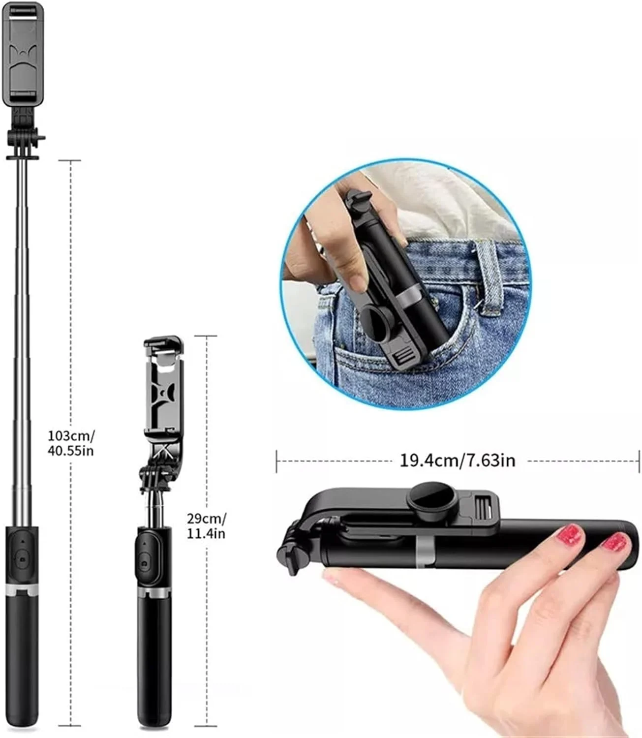 پایه نگهدارنده گوشی موبایل ZURBAA مدل سه پایه با ریموت کنترل بیسیم، مینی قابل افزایش طول 4 در 1 - چرخش 360 درجه (رنگ: سفید Q02S) پایه نگهدارنده گوشی موبایل ZURBAA مدل سه پایه با ریموت کنترل بیسیم، مینی قابل افزایش طول 4 در 1 - چرخش 360 درجه (رنگ: سفید Q02S)