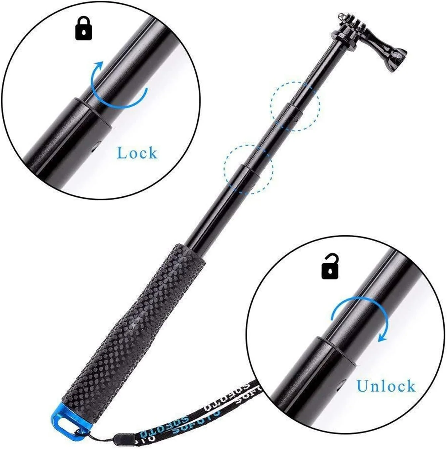 پایه نگهدارنده سه پایه ZURBAA، میله سلفی تک پایه و قابل افزایش طول (رنگ: Hortel)