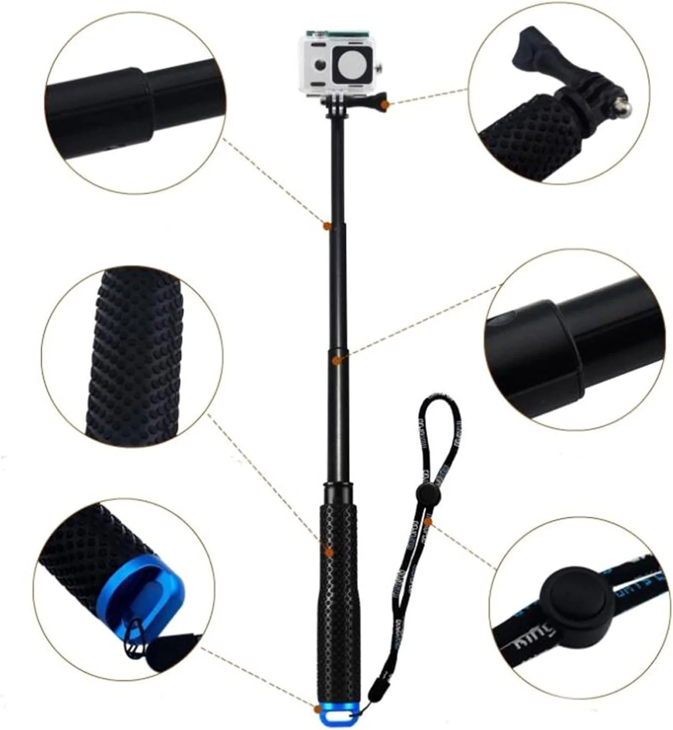 تک پایه دستی سه پایه قابل افزایش طول + آداپتور + بند برای لوازم جانبی دوربین اکشن (رنگ: Hortel) تک پایه دستی سه پایه قابل افزایش طول + آداپتور + بند برای لوازم جانبی دوربین اکشن (رنگ: Hortel)