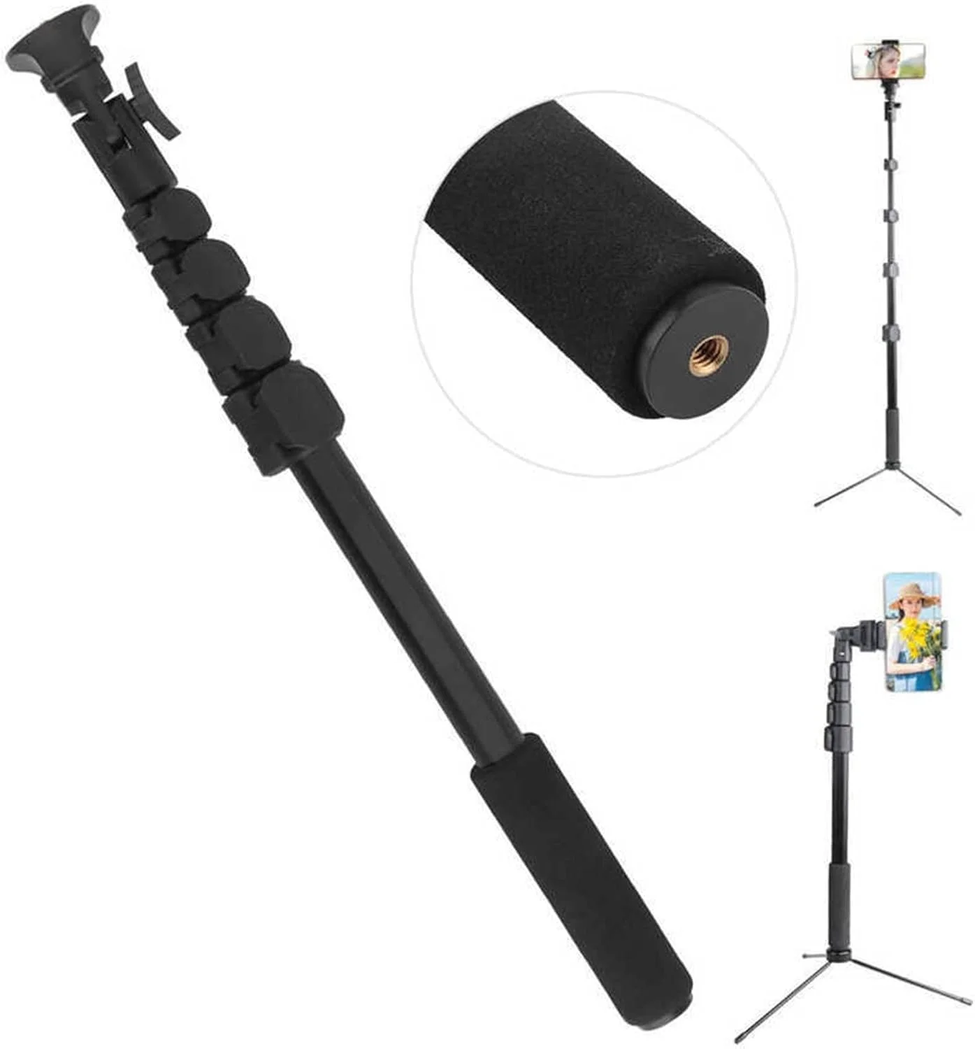 تک پایه سه پایه ZURBAA، میله سلفی موبایل، میله سلفی قابل افزایش 5 قسمتی آلیاژ آلومینیومی، نگهدارنده میله سلفی تلفن، سه پایه تلفن تک پایه سه پایه ZURBAA، میله سلفی موبایل، میله سلفی قابل افزایش 5 قسمتی آلیاژ آلومینیومی، نگهدارنده میله سلفی تلفن، سه پایه تلفن