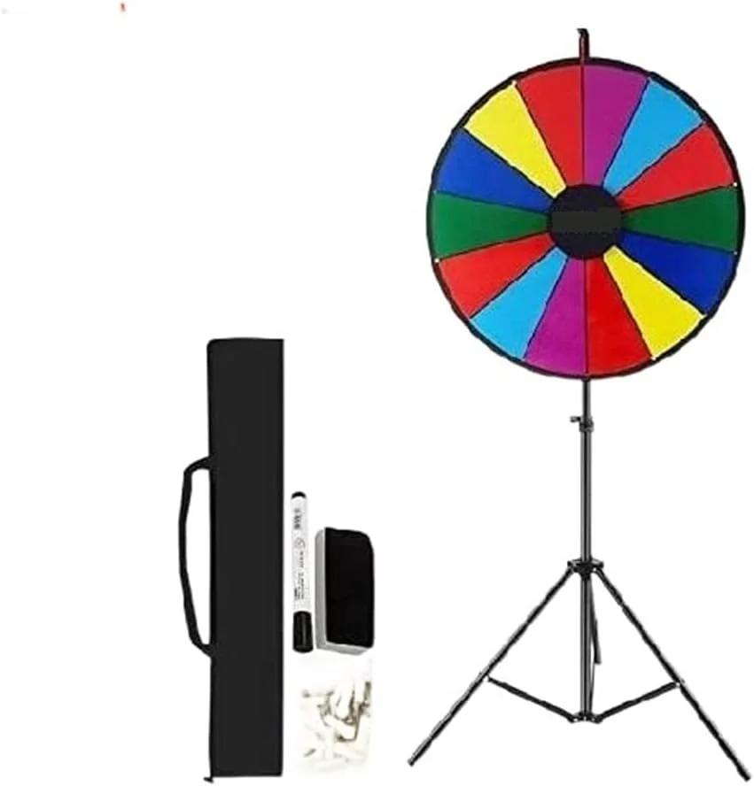 چرخ جایزه رومیزی رنگی 18 اینچی ZAIED با پایه سه پایه تاشو، 14 شکاف قابل نوشتن برای بازی چرخاندن شانس (رنگ: گرد، اندازه: چرخ جایزه 24 اینچی) چرخ جایزه رومیزی رنگی 18 اینچی ZAIED با پایه سه پایه تاشو، 14 شکاف قابل نوشتن برای بازی چرخاندن شانس (رنگ: گرد، اندازه: چرخ جایزه 24 اینچی)
