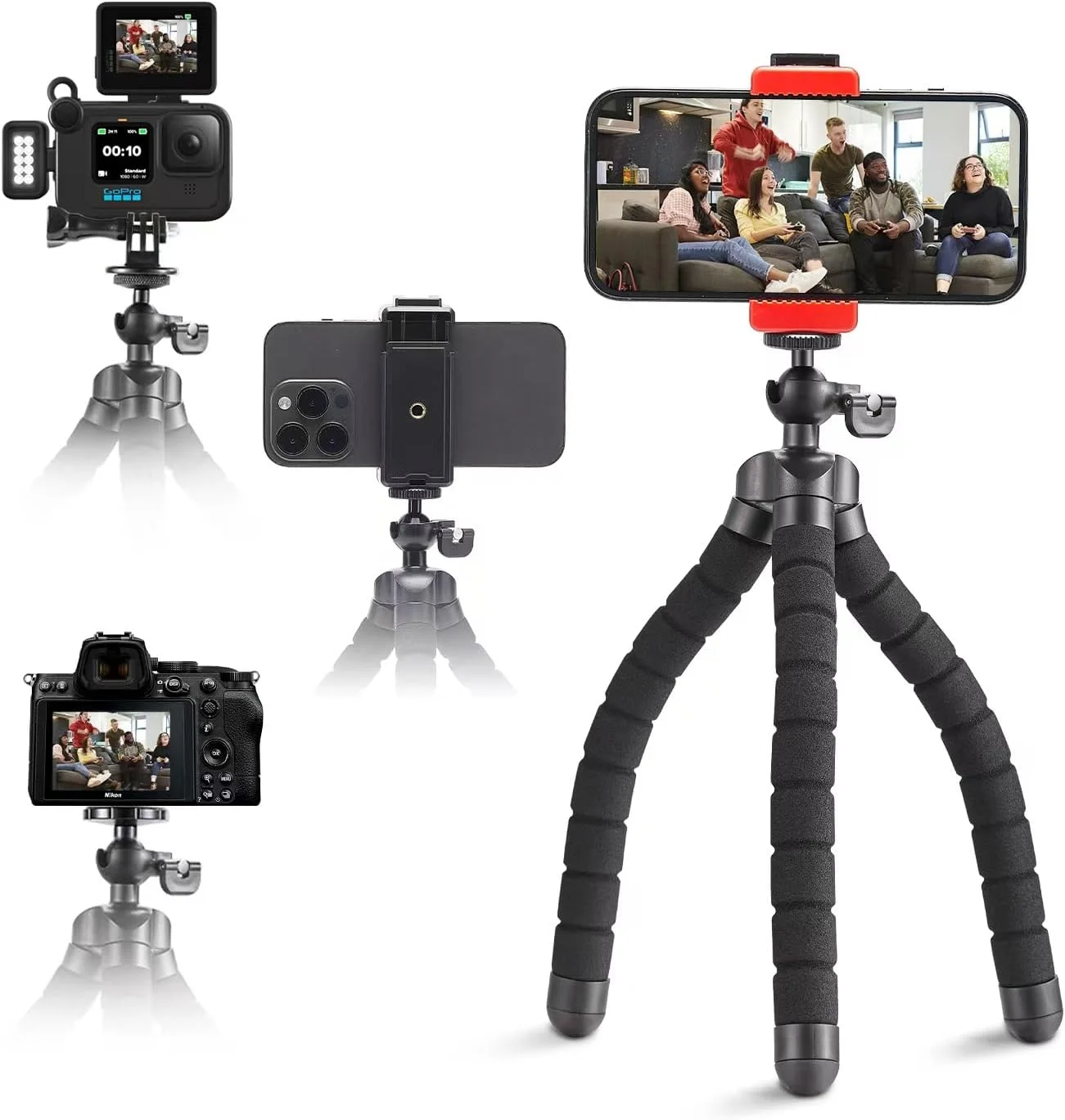 سه پایه کوچک تلفن همراه، نگهدارنده دوربین مسافرتی قابل حمل، پایه سه پایه انعطاف پذیر اختاپوسی، سازگار با تلفن های همراه، دوربین ها، GoPro (ATAY-11) سه پایه کوچک تلفن همراه، نگهدارنده دوربین مسافرتی قابل حمل، پایه سه پایه انعطاف پذیر اختاپوسی، سازگار با تلفن های همراه، دوربین ها، GoPro (ATAY-11)