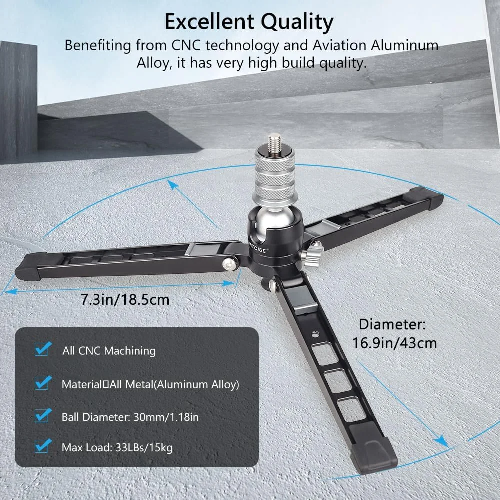 AECAM - سه پایه کوچک برای موبایل، دوربین DSLR، سه پایه رومیزی انعطاف پذیر آلیاژ آلومینیوم برای تولید محتوای ویدیویی و پخش زنده، تک پایه با سر توپی مدل DX5 (به همراه گیره موبایل DX5) AECAM - سه پایه کوچک برای موبایل، دوربین DSLR، سه پایه رومیزی انعطاف پذیر آلیاژ آلومینیوم برای تولید محتوای ویدیویی و پخش زنده، تک پایه با سر توپی مدل DX5 (به همراه گیره موبایل DX5)