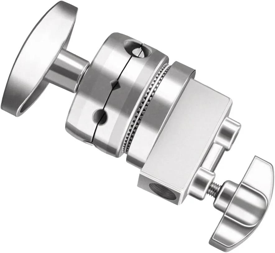 AECAM - سر گیره سنگین استیل ضد زنگ با 4 قطر سوراخ برای پایه C، پایه نور، سه پایه، رنگ نقره ای، پایه ویدئو، استودیو عکس (1 عدد) AECAM - سر گیره سنگین استیل ضد زنگ با 4 قطر سوراخ برای پایه C، پایه نور، سه پایه، رنگ نقره ای، پایه ویدئو، استودیو عکس (1 عدد)