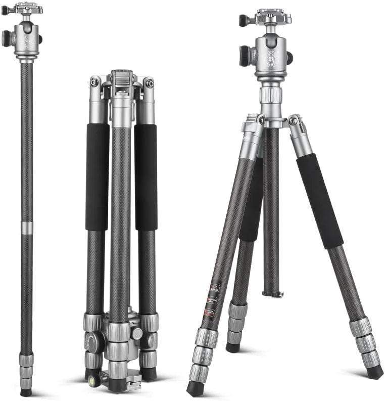 سه پایه دوربین فیبر کربنی AECAM - سه پایه سبک وزن و قابل حمل 62 اینچی با سر توپی برای دوربین های کانن، نیکون، سونی و DSLR سه پایه دوربین فیبر کربنی AECAM - سه پایه سبک وزن و قابل حمل 62 اینچی با سر توپی برای دوربین های کانن، نیکون، سونی و DSLR