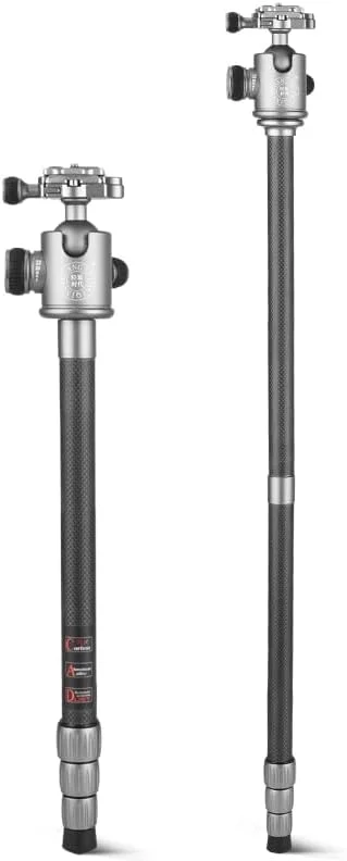 سه پایه دوربین فیبر کربنی AECAM - سه پایه سبک وزن و قابل حمل 62 اینچی با سر توپی برای دوربین های کانن، نیکون، سونی و DSLR