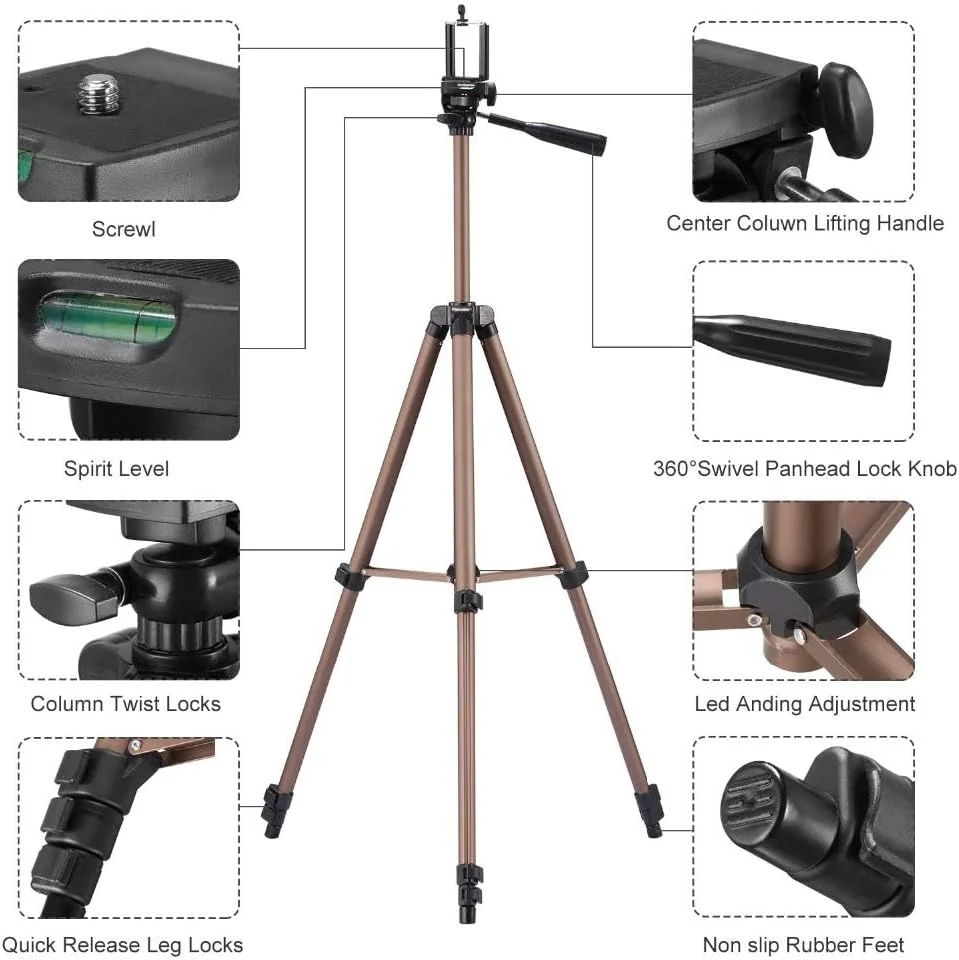 AECAM - سه پایه تلفن همراه با هولدر کنترل از راه دور، سه پایه تلفن همراه سازگار با بلوتوث، سه پایه دوربین تلفن هوشمند، پایه دوربین DSLR (سه پایه با ریموت) AECAM - سه پایه تلفن همراه با هولدر کنترل از راه دور، سه پایه تلفن همراه سازگار با بلوتوث، سه پایه دوربین تلفن هوشمند، پایه دوربین DSLR (سه پایه با ریموت)