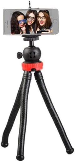 سه پایه انعطاف پذیر کوچک با نگهدارنده تلفن، سه پایه اختاپوسی سبک وزن با سر توپی برای دوربین های GOPRO و ریموت بلوتوث برای تلفن ها (سه پایه با نگهدارنده) سه پایه انعطاف پذیر کوچک با نگهدارنده تلفن، سه پایه اختاپوسی سبک وزن با سر توپی برای دوربین های GOPRO و ریموت بلوتوث برای تلفن ها (سه پایه با نگهدارنده)