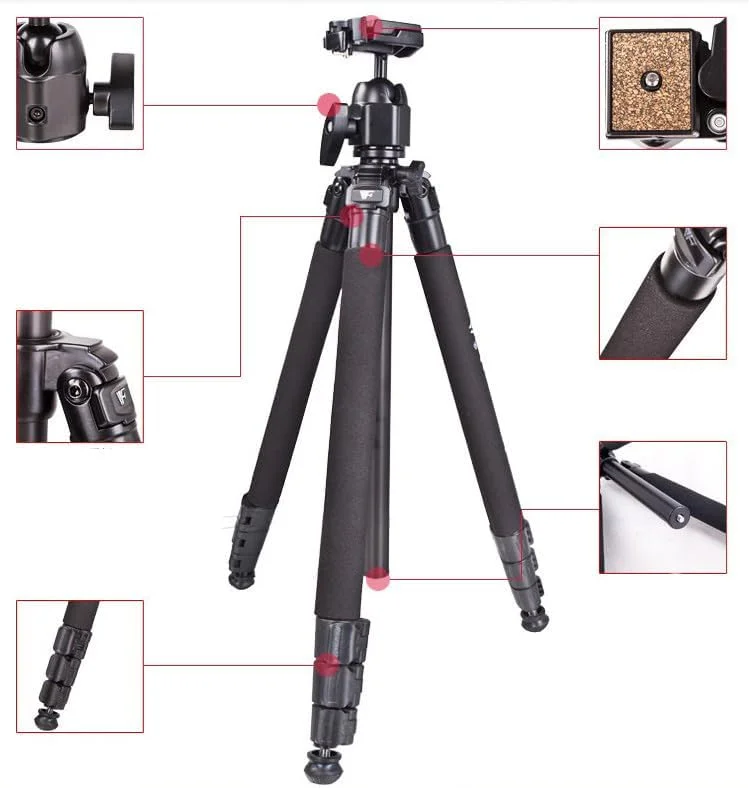 سه پایه دوربین عکاسی و فیلمبرداری AECAM - WF-6662A Fancier FT-6662A با هد توپی سه پایه دوربین عکاسی و فیلمبرداری AECAM - WF-6662A Fancier FT-6662A با هد توپی