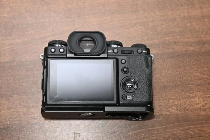 AECAM - دسته گریپ چوبی آبنوس فوق سبک نوع L به همراه صفحه سه پایه و سر توپی برای دوربین های فوجی فیلم XT2 XT3 X-T3 (زرد)