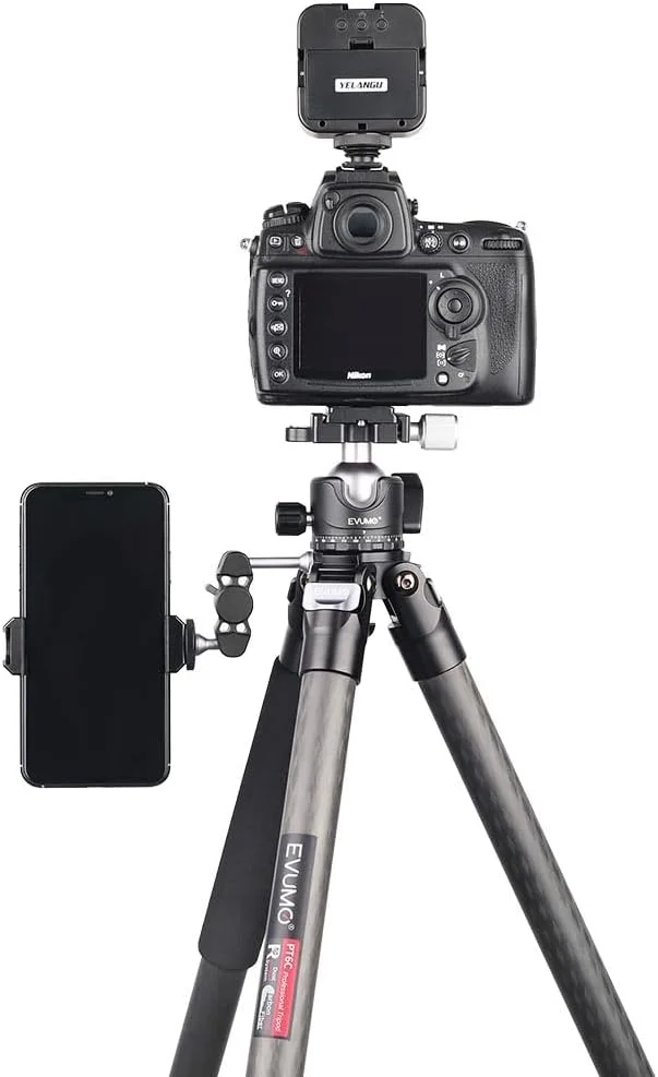 AECAM - سه پایه فیبر کربنی حرفه ای برای دوربین DSLR، هولدر موبایل، سه پایه مسافرتی کربنی (مدل استاندارد به همراه هولدر) AECAM - سه پایه فیبر کربنی حرفه ای برای دوربین DSLR، هولدر موبایل، سه پایه مسافرتی کربنی (مدل استاندارد به همراه هولدر)