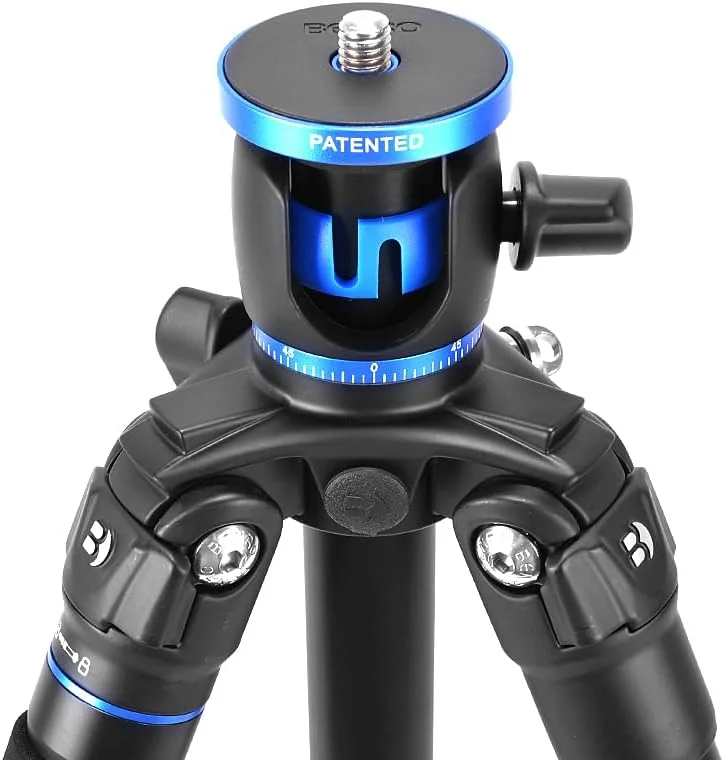 AECAM - کیت سه پایه آلومینیومی Benro GA268TB2، سه پایه دوربین حرفه ای با سر توپی، ستون مرکزی عرضی، براکت پایدار، سه پایه موبایل