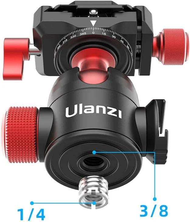 AECAM - هد سه پایه فلزی ULANZI مدل U-60 U-70 با قابلیت چرخش و شیب و دو پایه نور سرد مناسب برای ولاگ