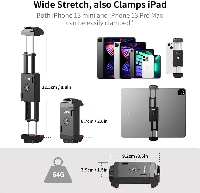 نگهدارنده گیره سه پایه گوشی موبایل ULANZI مدل ST-02S ST-29 به همراه کفشک سرد و دسته، مناسب برای فیلمبرداری و ولاگینگ با گوشی نگهدارنده گیره سه پایه گوشی موبایل ULANZI مدل ST-02S ST-29 به همراه کفشک سرد و دسته، مناسب برای فیلمبرداری و ولاگینگ با گوشی