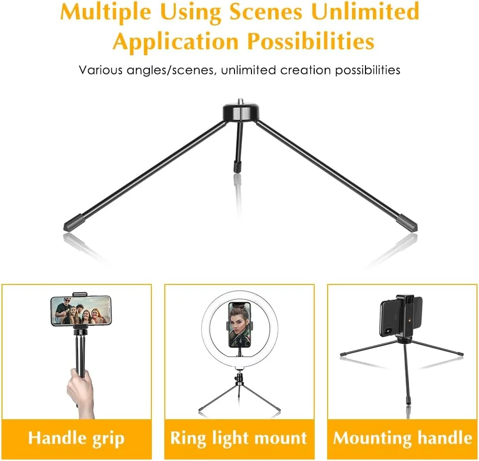 AECAM - SH پایه نگهدارنده سه پایه آهن کوچک با گیره تلفن، استفاده بلوتوث برای تلفن هوشمند، تلفن همراه، استودیوی عکس (فقط سه پایه) AECAM - SH پایه نگهدارنده سه پایه آهن کوچک با گیره تلفن، استفاده بلوتوث برای تلفن هوشمند، تلفن همراه، استودیوی عکس (فقط سه پایه)