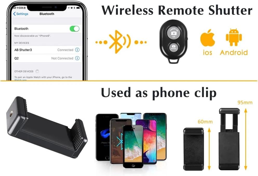 AECAM - SH پایه نگهدارنده سه پایه آهن کوچک با گیره تلفن، استفاده بلوتوث برای تلفن هوشمند، تلفن همراه، استودیوی عکس (فقط سه پایه) AECAM - SH پایه نگهدارنده سه پایه آهن کوچک با گیره تلفن، استفاده بلوتوث برای تلفن هوشمند، تلفن همراه، استودیوی عکس (فقط سه پایه)