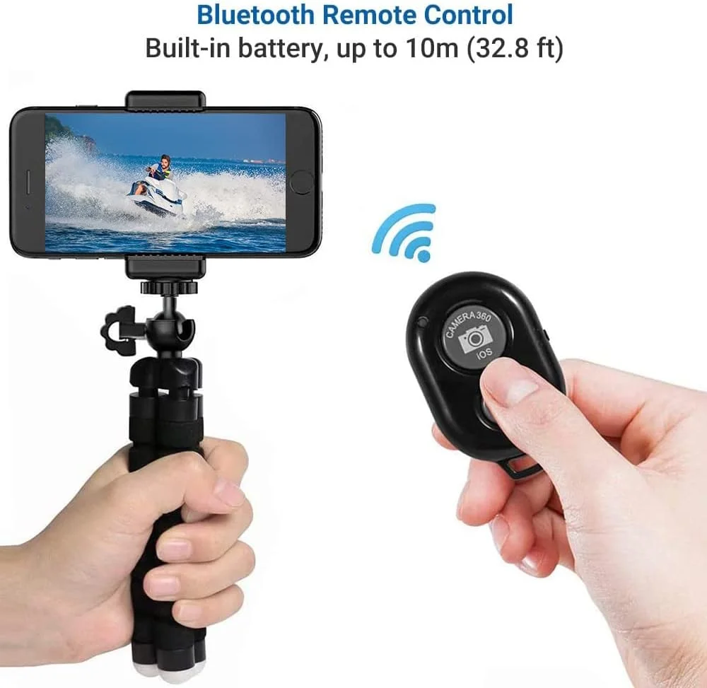 AECAM - نگهدارنده اسفنجی برای دوربین تلفن همراه، سه پایه تاشو، پایه تثبیت کننده عکاسی تبلت تلفن همراه، لوازم جانبی تلفن همراه (با ریموت کلیپ) AECAM - نگهدارنده اسفنجی برای دوربین تلفن همراه، سه پایه تاشو، پایه تثبیت کننده عکاسی تبلت تلفن همراه، لوازم جانبی تلفن همراه (با ریموت کلیپ)