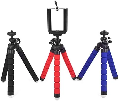 AECAM - آداپتورهای اتصال سه پایه اختاپوسی گیره نگهدارنده موبایل برای دوربین های اکشن GOPROs Hero 3 4 5 6 7 SJCAMs SJ8 EKEN H9 Xiaomis Yi Mjia 4K (سه پایه اختاپوسی مشکی)