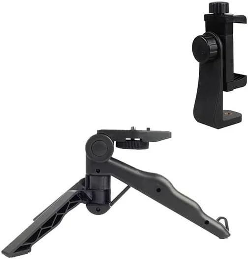 AECAM - سه پایه رومیزی تاشو کوچک با نگهدارنده برای تلفن های همراه، دوربین های اکشن GOPROs، Hero، SJCAMs، Yi، فیلم برداری (مشکی)