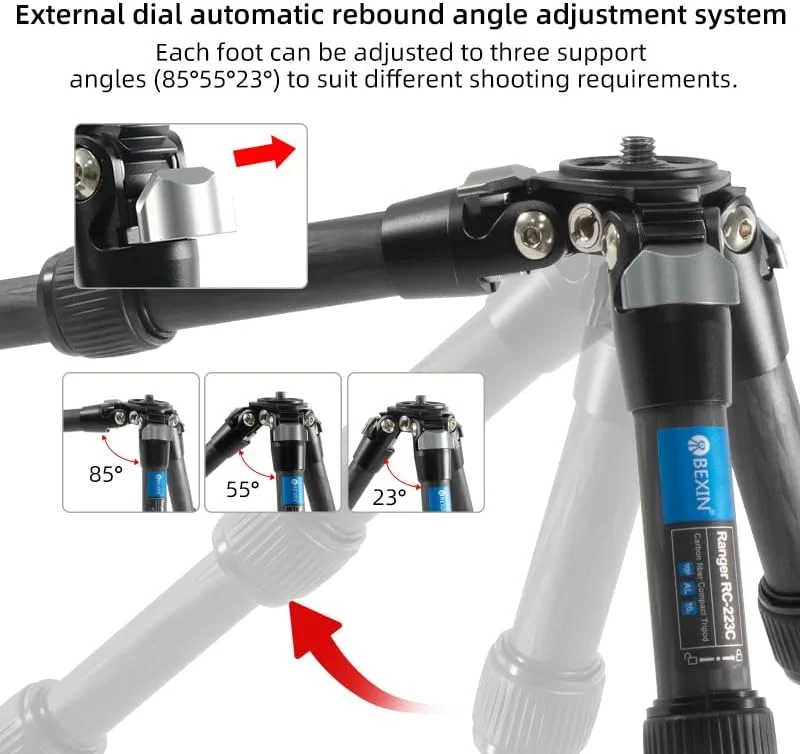 AECAM - سه پایه فیبر کربنی کوچک، جمع و جور، سبک وزن، رومیزی قابل حمل با سر توپی دسته دار، حداکثر بار 10 کیلوگرم برای دوربین های DSLR و تلفن (RC223C) AECAM - سه پایه فیبر کربنی کوچک، جمع و جور، سبک وزن، رومیزی قابل حمل با سر توپی دسته دار، حداکثر بار 10 کیلوگرم برای دوربین های DSLR و تلفن (RC223C)