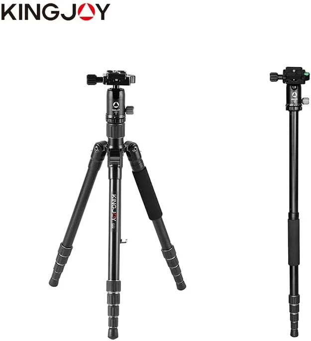 AECAM - سه پایه دوربین آلومینیومی/فیبر کربنی DSLR با ارتفاع 143 سانتی متر و تحمل وزن 10 کیلوگرم برای دوربین های کانن و GOPRO (G22-آلومینیوم)