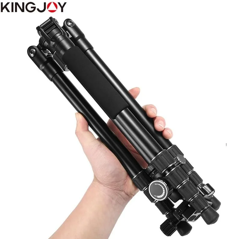 AECAM - سه پایه دوربین آلومینیومی/فیبر کربنی DSLR با ارتفاع 143 سانتی متر و تحمل وزن 10 کیلوگرم برای دوربین های کانن و GOPRO (G22-آلومینیوم)