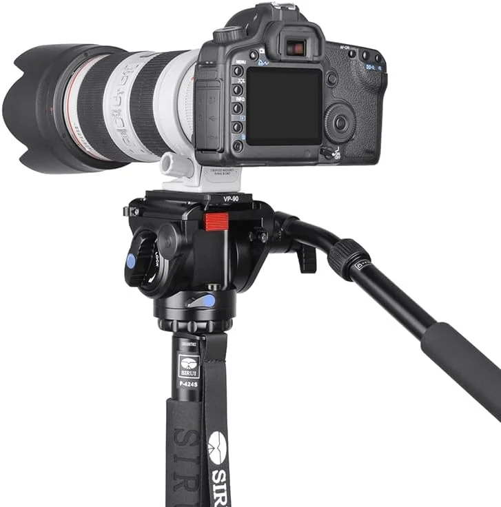 AECAM - سه پایه دوربین عکاسی دیجیتال Sirui P424S+VH10 سبک وزن حداکثر 202 سانتی متر 12 کیلوگرم پایه+هد