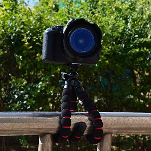 AECAM - پایه های هشت پا سه پایه عنکبوتی انعطاف پذیر موبایل مینی سه پایه برای آیفون، دوربین های GOPRO، کانن، نیکون، سونی، دوربین، میز، تلفن (مشکی)