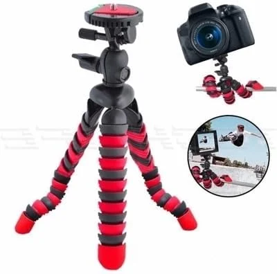 AECAM - سه پایه مینی اختاپوسی، نگهدارنده انعطاف پذیر قابل حمل برای دوربین های GOPRO، تلفن همراه، سه پایه، سر توپی تاشو، پایه رومیزی (M (قرمز))