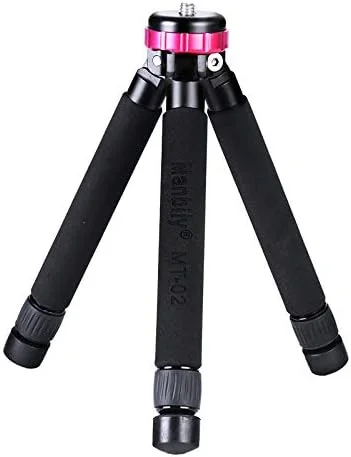 AECAM - سه پایه آلومینیومی کوچک رومیزی Manbilys MT-02 برای دوربین های بدون آینه، تلفن همراه، دوربین های فشرده و تلفن