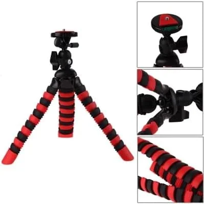 AECAM - سه پایه مینی اختاپوسی، نگهدارنده انعطاف پذیر قابل حمل برای دوربین های GOPRO، تلفن همراه، سه پایه، سر توپی تاشو، پایه رومیزی (M (قرمز))