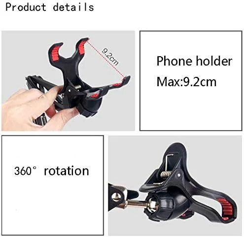 AECAM - پایه نگهدارنده تاشو جدید برای تلفن همراه، مناسب برای میز، براکت، سه پایه نگهدارنده تلفن همراه برای ضبط، پخش زنده و وبلاگ نویسان (همراه با لامپ LED 16 سانتی متری)