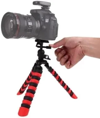 AECAM - سه پایه مینی اختاپوسی، نگهدارنده انعطاف پذیر قابل حمل برای دوربین های GOPRO، تلفن همراه، سه پایه، سر توپی تاشو، پایه رومیزی (M (قرمز))