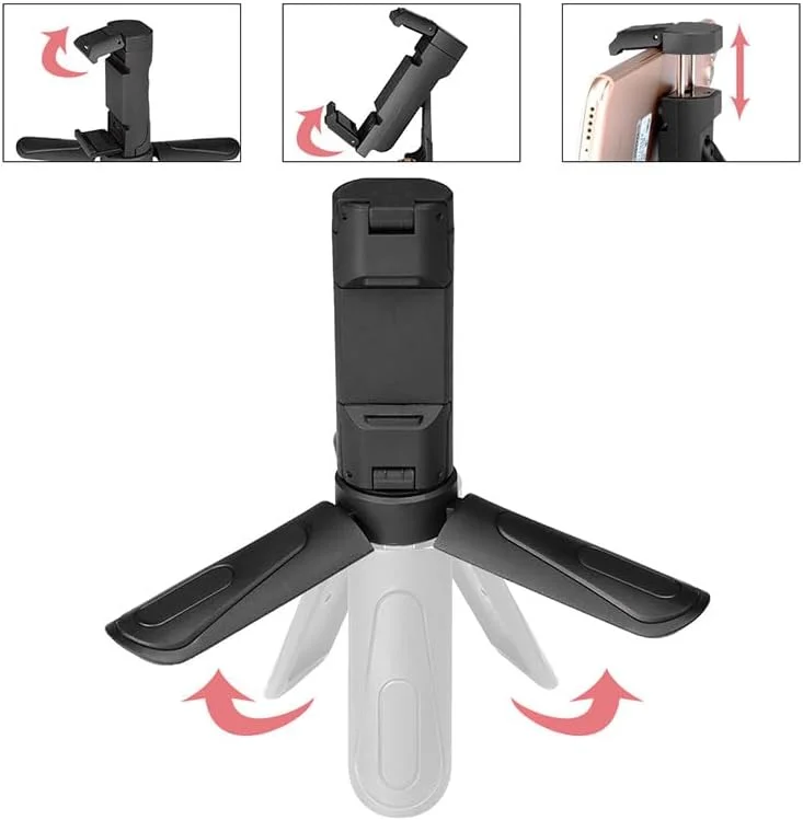 AECAM - سه پایه Officia KT-18 کوچک برای نگه‌دارنده دوربین موبایل، تثبیت‌کننده با سر انعطاف‌پذیر و زاویه ارتفاع (زرد)