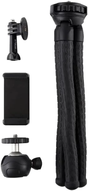 AECAM - سه پایه انعطاف پذیر مینی اختاپوسی با سر توپی و گیره تلفن + آداپتورهای اتصال سه پایه پیچ بلند برای دوربین های SLR / GOPRO / تلفن همراه (30cmx5cm) AECAM - سه پایه انعطاف پذیر مینی اختاپوسی با سر توپی و گیره تلفن + آداپتورهای اتصال سه پایه پیچ بلند برای دوربین های SLR / GOPRO / تلفن همراه (30cmx5cm)