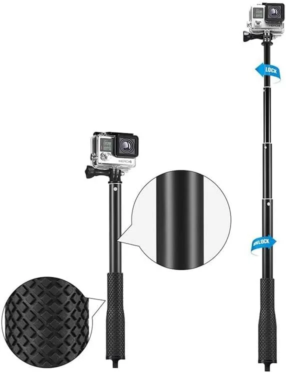 AECAM - مونوپاد میله سلفی 37 اینچی برای موج سواری و غواصی GoPro Hero9، مناسب برای GOPROs 9 Hero 8 6 5 SJCAMs SJ4000 و Xiaomis Yi 4K (آبی)