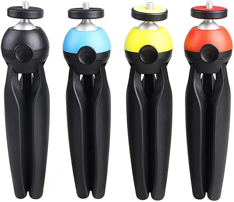 AECAM - سه پایه رومیزی کوچک با سر توپی و گیره نگهدارنده برای دوربین های GOPROs Hero SJCAMs SLR و تلفن های همراه (مشکی)