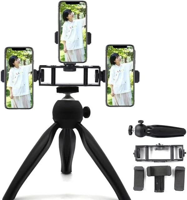 AECAM - سه پایه رومیزی کوچک با نگهدارنده چند حالته برای تلفن های همراه، مناسب استند، پخش زنده، ولاگ و وبلاگ نویسان ویدئویی (سه پایه مشکی) AECAM - سه پایه رومیزی کوچک با نگهدارنده چند حالته برای تلفن های همراه، مناسب استند، پخش زنده، ولاگ و وبلاگ نویسان ویدئویی (سه پایه مشکی)