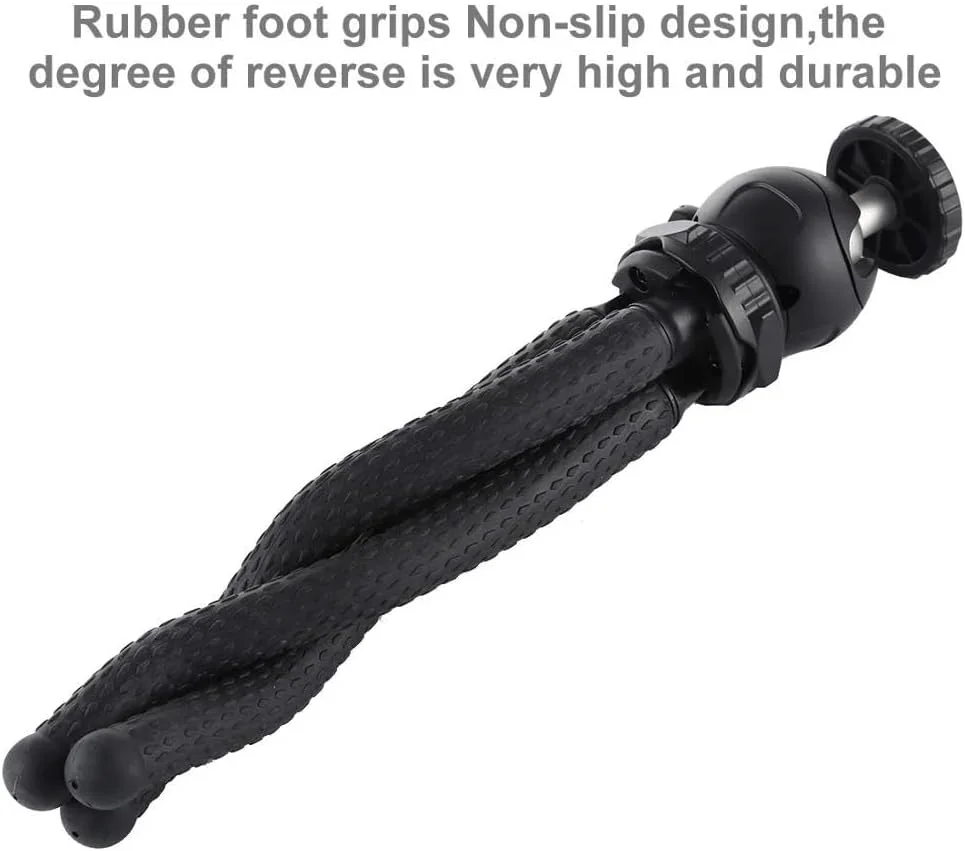 AECAM - سه پایه انعطاف پذیر مینی اختاپوسی با سر توپی و گیره تلفن + آداپتورهای اتصال سه پایه پیچ بلند برای دوربین های SLR / GOPRO / تلفن همراه (30cmx5cm)