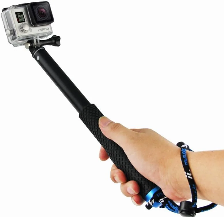 AECAM - مونوپاد میله سلفی 37 اینچی برای موج سواری و غواصی GoPro Hero9، مناسب برای GOPROs 9 Hero 8 6 5 SJCAMs SJ4000 و Xiaomis Yi 4K (آبی)