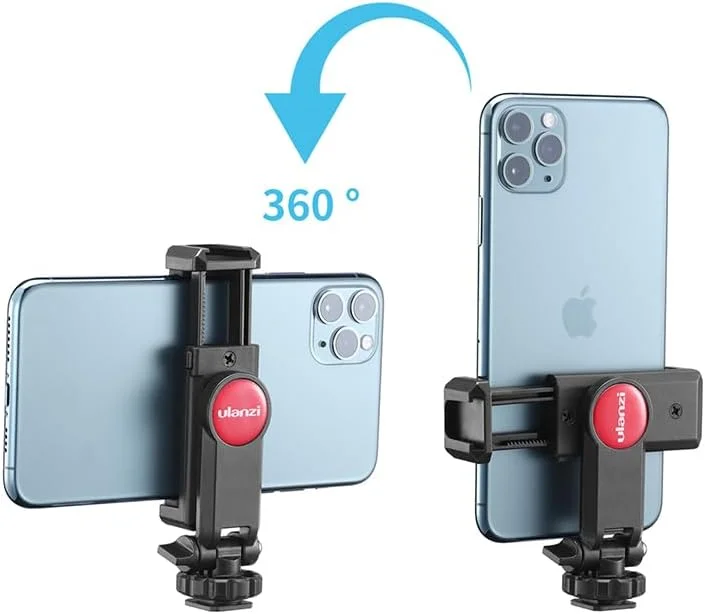 نگهدارنده گوشی قابل تنظیم ULANZIs ST-06 با پیچ 1/4 و مانت کفشک دار، مناسب برای فیلمبرداری ولاگ با دوربین DSLR و گوشی های هوشمند (همراه با سه پایه کوچک)