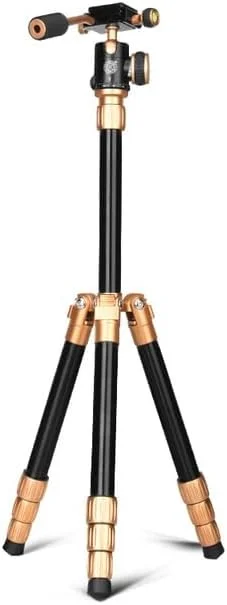 سه پایه آلومینیومی AECAM - Q066 برای دوربین فیلمبرداری SLR با ارتفاع 118.5 سانتی متر، دارای سر توپی چرخشی با پیچ 1/4 اینچی (Q066 طلایی) سه پایه آلومینیومی AECAM - Q066 برای دوربین فیلمبرداری SLR با ارتفاع 118.5 سانتی متر، دارای سر توپی چرخشی با پیچ 1/4 اینچی (Q066 طلایی)