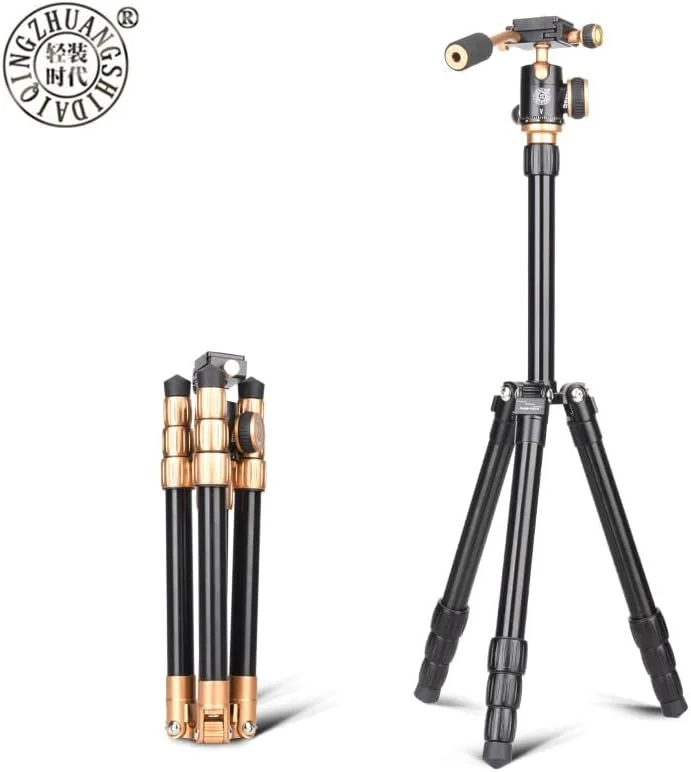 سه پایه آلومینیومی AECAM - Q066 برای دوربین فیلمبرداری SLR با ارتفاع 118.5 سانتی متر، دارای سر توپی چرخشی با پیچ 1/4 اینچی (Q066 طلایی) سه پایه آلومینیومی AECAM - Q066 برای دوربین فیلمبرداری SLR با ارتفاع 118.5 سانتی متر، دارای سر توپی چرخشی با پیچ 1/4 اینچی (Q066 طلایی)