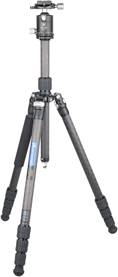 AECAM - سه پایه و تک پایه های دوربین DSLR، تلفن همراه، فیبر کربنی انعطاف پذیر، سه پایه و تک پایه حرفه ای با سر توپی مدل AS60C (استاندارد)