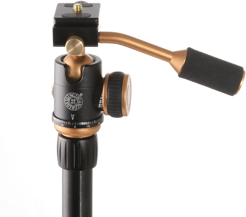 سه پایه آلومینیومی AECAM - Q066 برای دوربین فیلمبرداری SLR با ارتفاع 118.5 سانتی متر، دارای سر توپی چرخشی با پیچ 1/4 اینچی (Q066 طلایی) سه پایه آلومینیومی AECAM - Q066 برای دوربین فیلمبرداری SLR با ارتفاع 118.5 سانتی متر، دارای سر توپی چرخشی با پیچ 1/4 اینچی (Q066 طلایی)