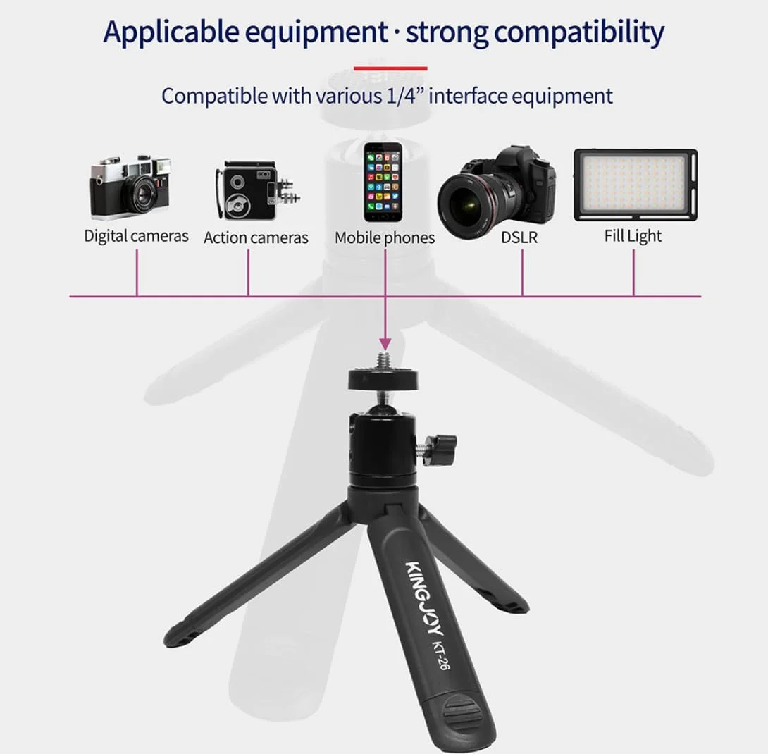 AECAM - سه پایه رومیزی کوچک، براکت سبک وزن دوربین فیلمبرداری، نگهدارنده سه پایه گیره تلفن رومیزی قابل افزایش طول برای iρһопеs/Xiaomis/Huaweis (KT-26-BD-03)